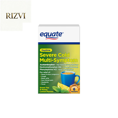 Equate Daytime Severe Cold & Flu Relief Green Tea Honey Lemon 6 Packets     