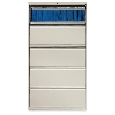Lorell LLR60442 Lateral File 36''x18.6''x67.7'' 5 Drawers Light Gray