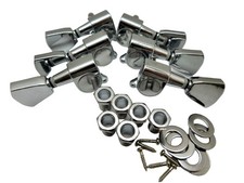 3x3 Chrome Guitar Tuners 18:1 Ratio - Chrome Keystone Button