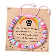 Dog Memorial Gifts, Pet Sympathy Rainbow Bridge Pet Memorial Bracelet Colorful
