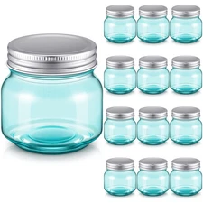 12 Pcs Blue Mason Jars 8 oz Regular Mouth Canning Jars Vintage Small Glass Ja...