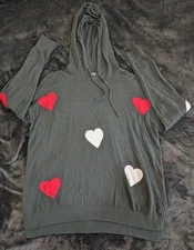 Rachel Zoe Size Medium Hooded Sweater Hearts Cute Valentine's Day Love Theme