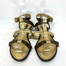 LOUIS VUITTON Logo LV Monogram gladiator Sandals Mules Pumps Women 36 1/2 gold