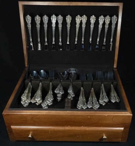 Sterling Silver Flatware Set Wallace Grand Venetian 60 Pieces