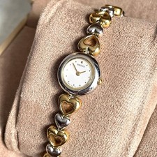 SEIKO Wristwatch Quartz Silver & Gold Heart Bracelet Used SA1006