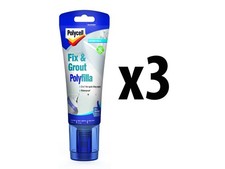 3 x Polycell Fix & Grout Polyfilla White 330g Waterproof Quick Tiling Repairs