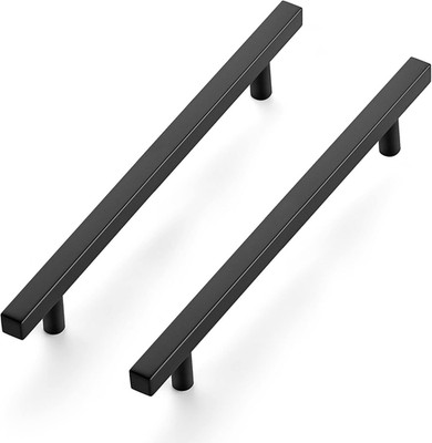 30 Pack Matte Black Cabinet Pulls - 10'' Square Stainless Steel Handles