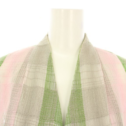 Ameri VINTAGE Check Embroidered No Collar Jacket … - image 6