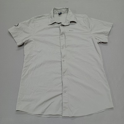 Helly Hansen Shirt Mens Small Gray Short Sleeve Aspen Snowmass Embroidered Snap