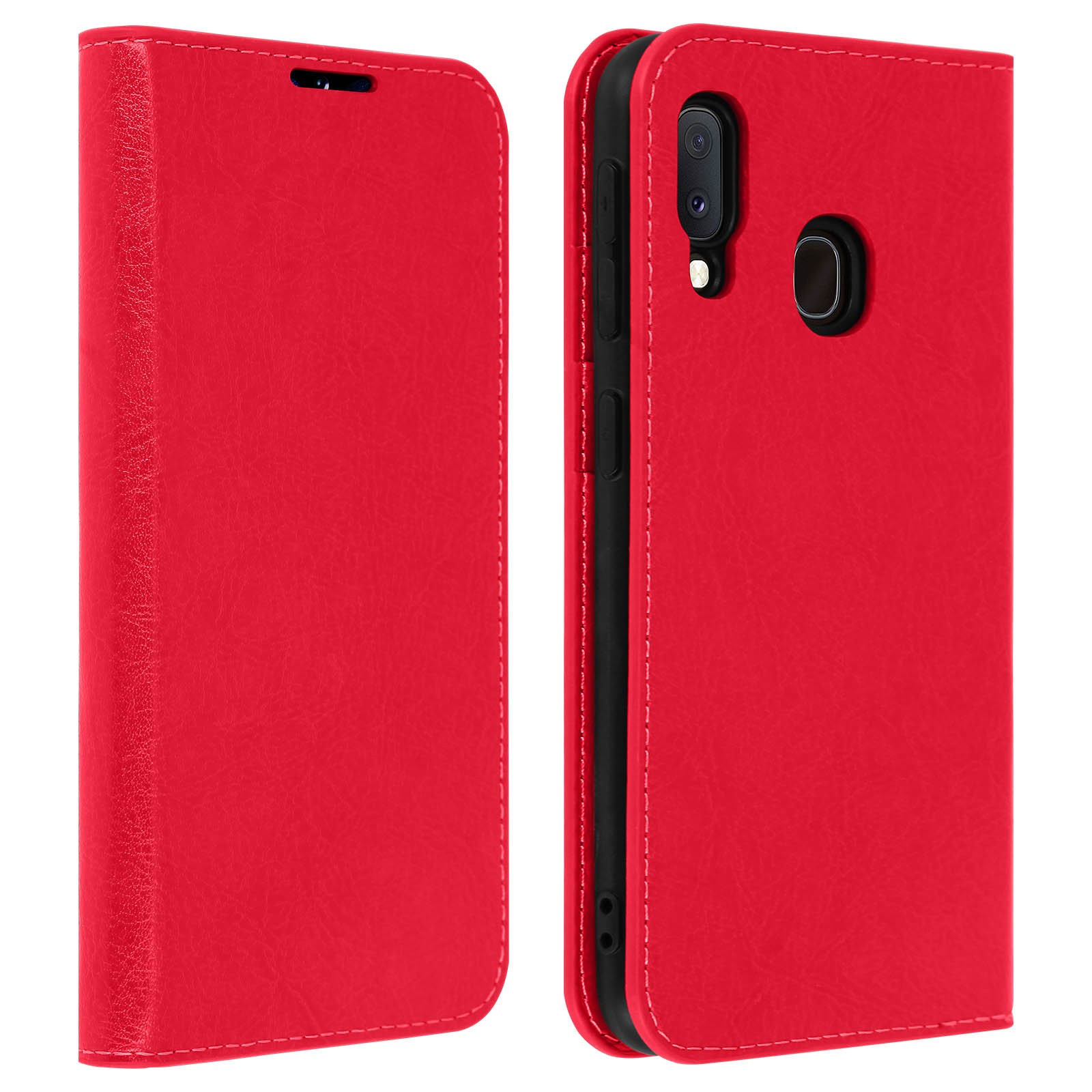 Coque portefeuille Galaxy A20e rouge pour éviter les rayures d'écran et ranger ses cartes