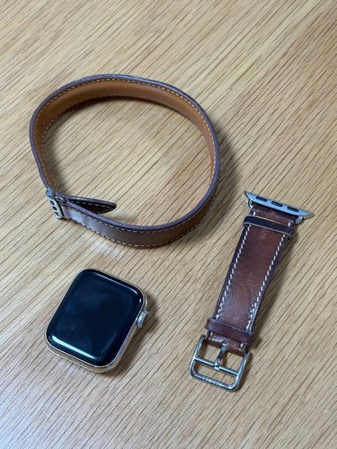 Hermès Apple Watch Series 5 Band Leather Brown for Apple Watch Used