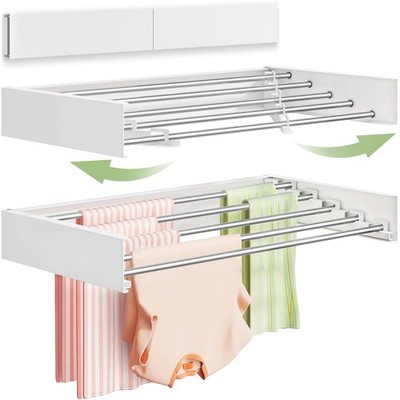 Vikaqi Wall Mounted Clothes Drying Rack 32'' Foldable White
