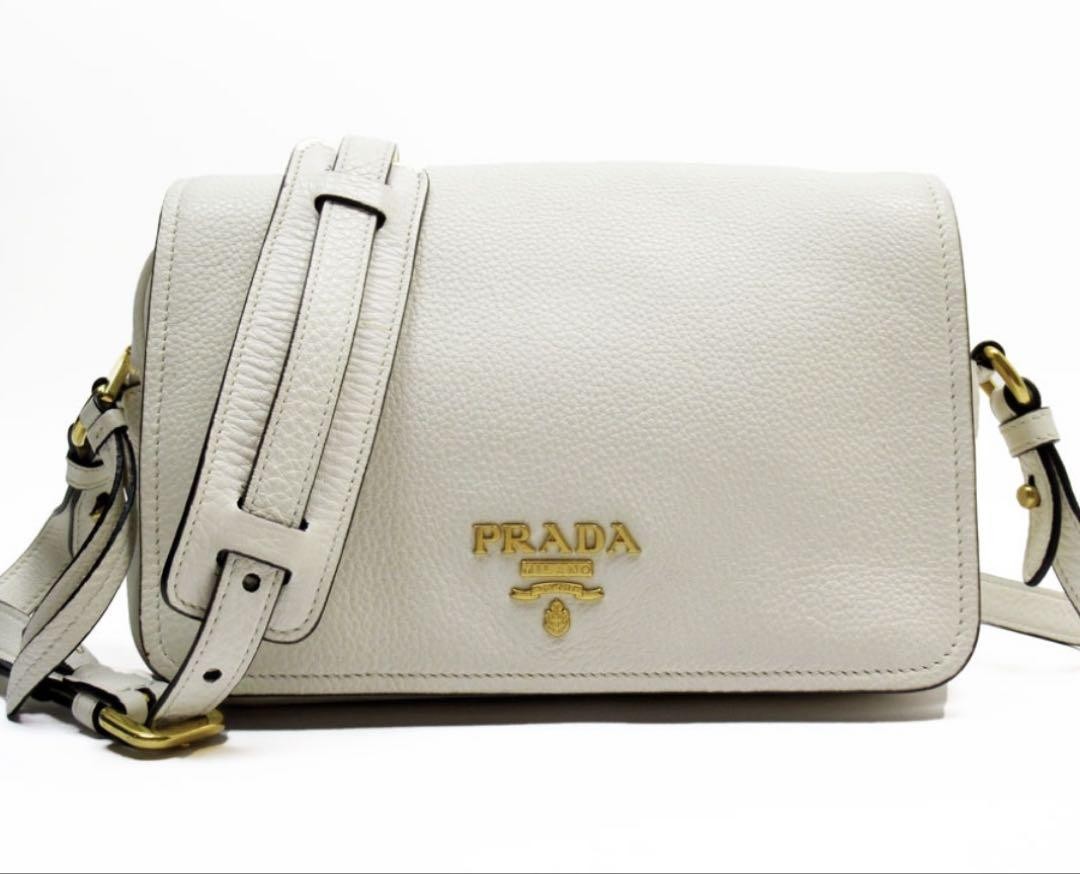 Prada Soft Leather Flap Shoulder Bag White WomenS Designer Handbag Crossbody