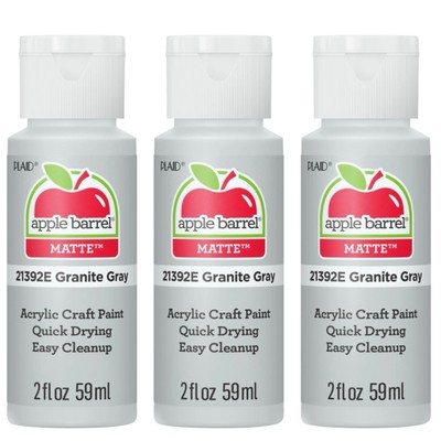 Granite Gray (3x) 2oz Bottles - (8oz) Apple Barrel Matte Acrylic Paint