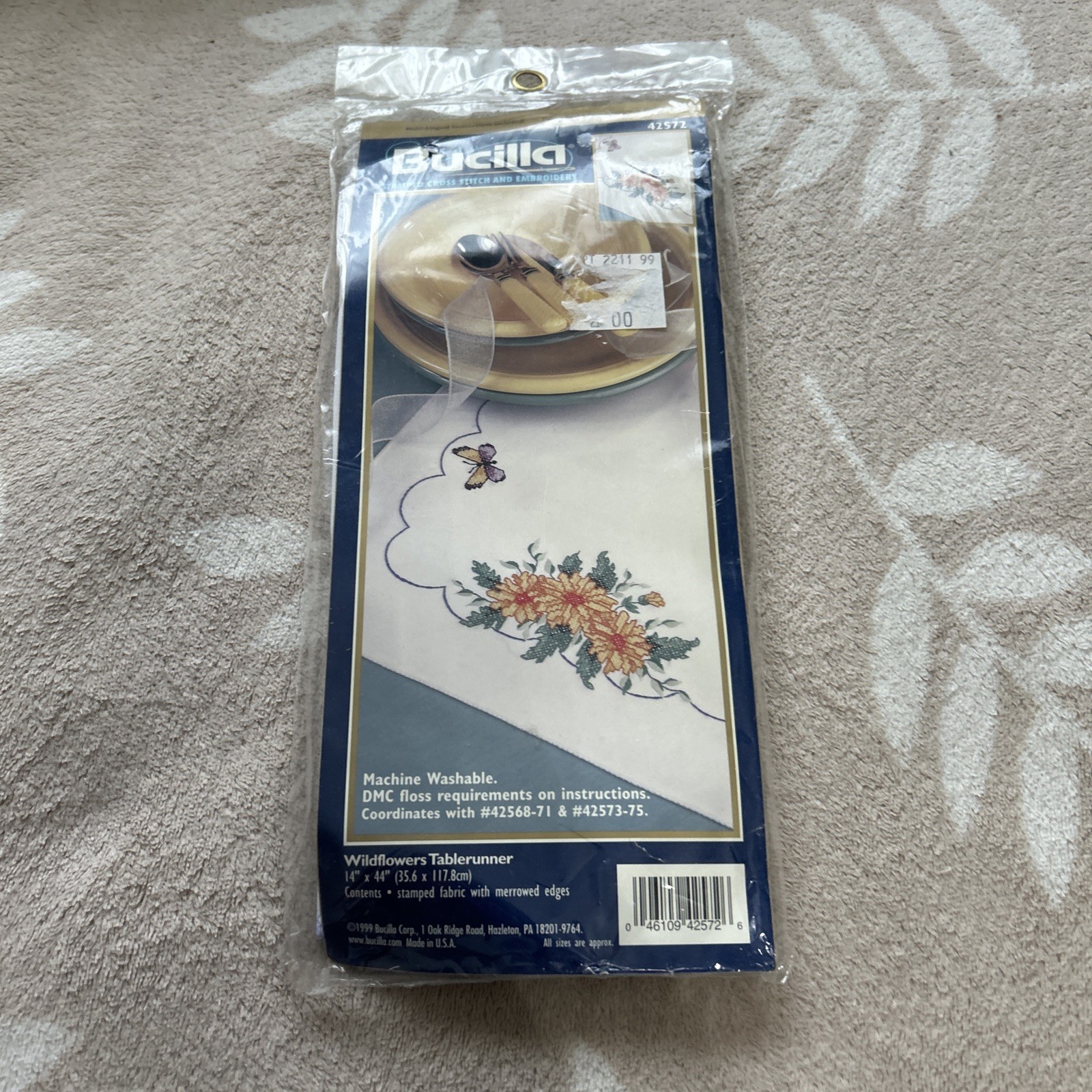 Bucilla Wildflowers Tablerunner Stamped Cross Stitch Kit 425