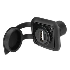 USB2.0 Panel Mount Adapter, Female to Female Panel Mount Connector Black