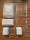 VINTAGE PYREX TURQUOISE AMISH BUTTERPRINT REFRIGERATOR DISH SET WITH LIDS READ