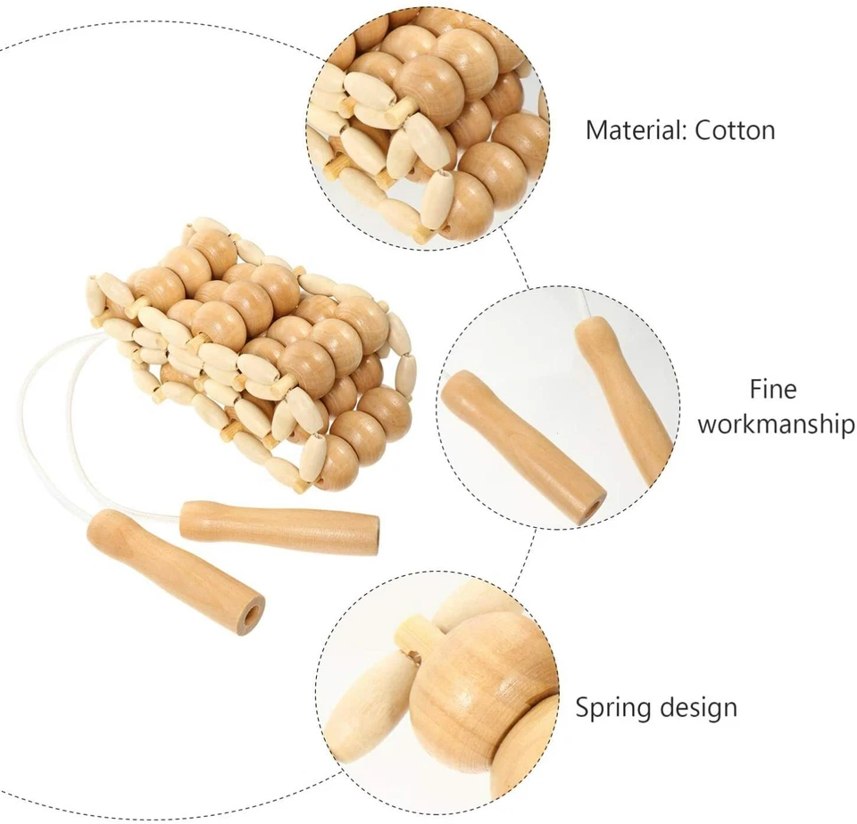 Herramientas de cuerda de rodillo de masaje de espalda de madera para aliviar el dolor de espalda y pierna de cuello Foto 2 de 2