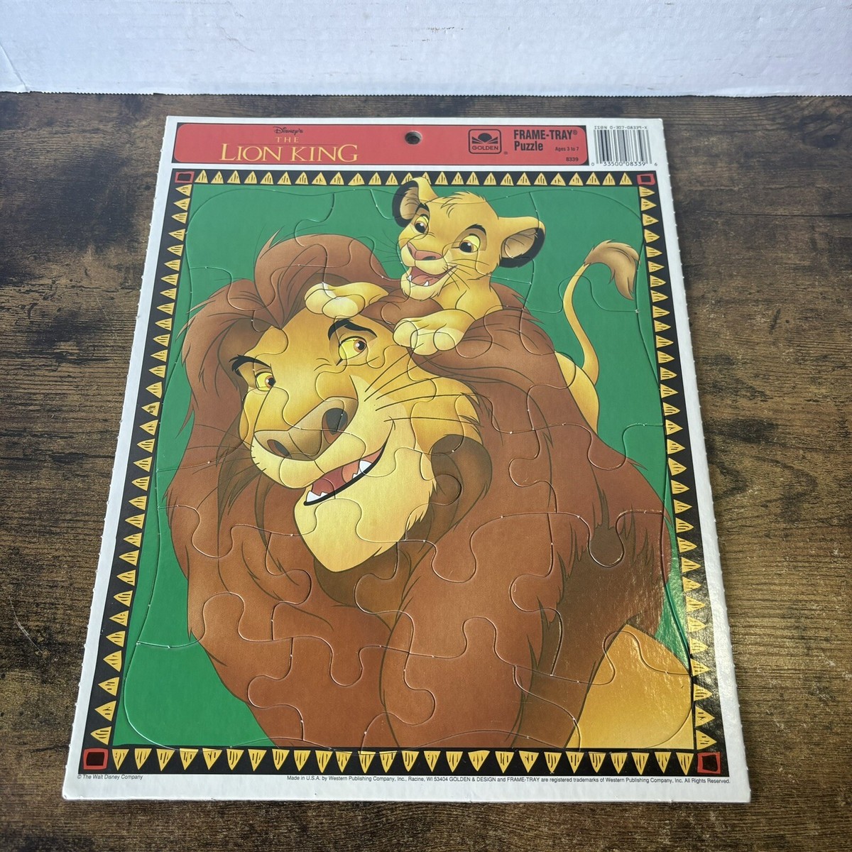 Disney Lion King Mufasa & Simba Vintage Golden Frame Tray Puzzle