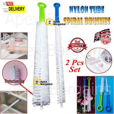 Reinigungsbürste 2 Stück Nylonrohr Spiraldüse Spüle Abflüsse Rohre Küche Bad 2 Größen
