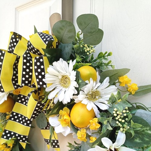 Lemon Wreath For Front Door Summer Wreath Spring Wreath Flower Wreath - Picture 3 of 9