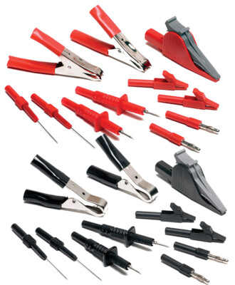 Set schwarz und rot Prüfspitzen, Clips und Adapter Kit