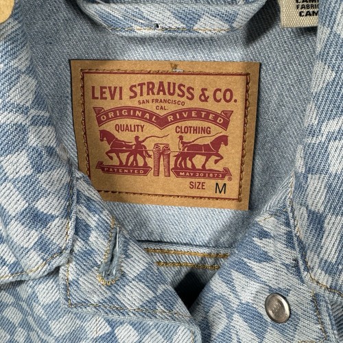 Levi's NEW Women Original Trucker Jacket Sz M Blue Jean Checkered Button Pockets - Picture 9 of 17