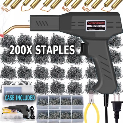 Plastic Welder Kit Soldering Hot Stapler Bumper Repair Welding Gun 200 Staples