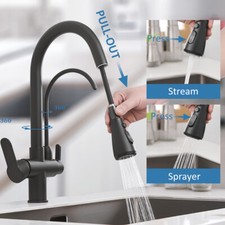 Kitchen Sink Tap 3 Way Water Filter Pure Drinking Swivel Spout Dual Lever Faucet