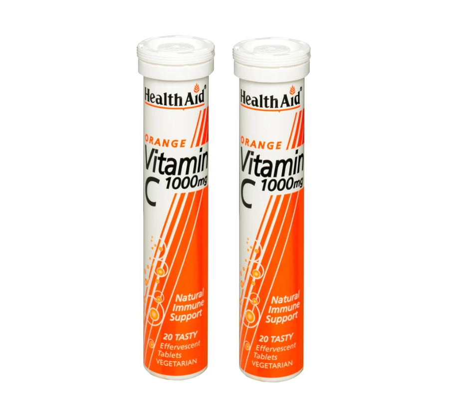 HealthAid Vitamin C 1000 mg Effervescent Orange Flavour Tabs 20s x 2 Pack UK NEW