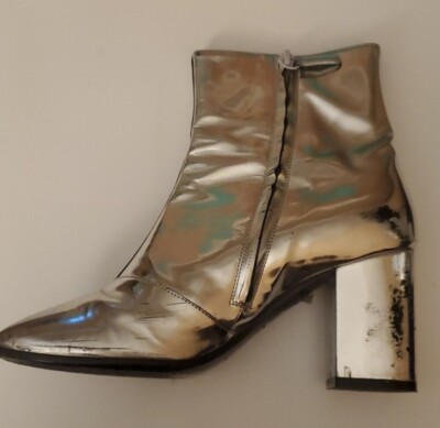 Balenciaga Silver Mirror Block Heel Boots 37 | eBay