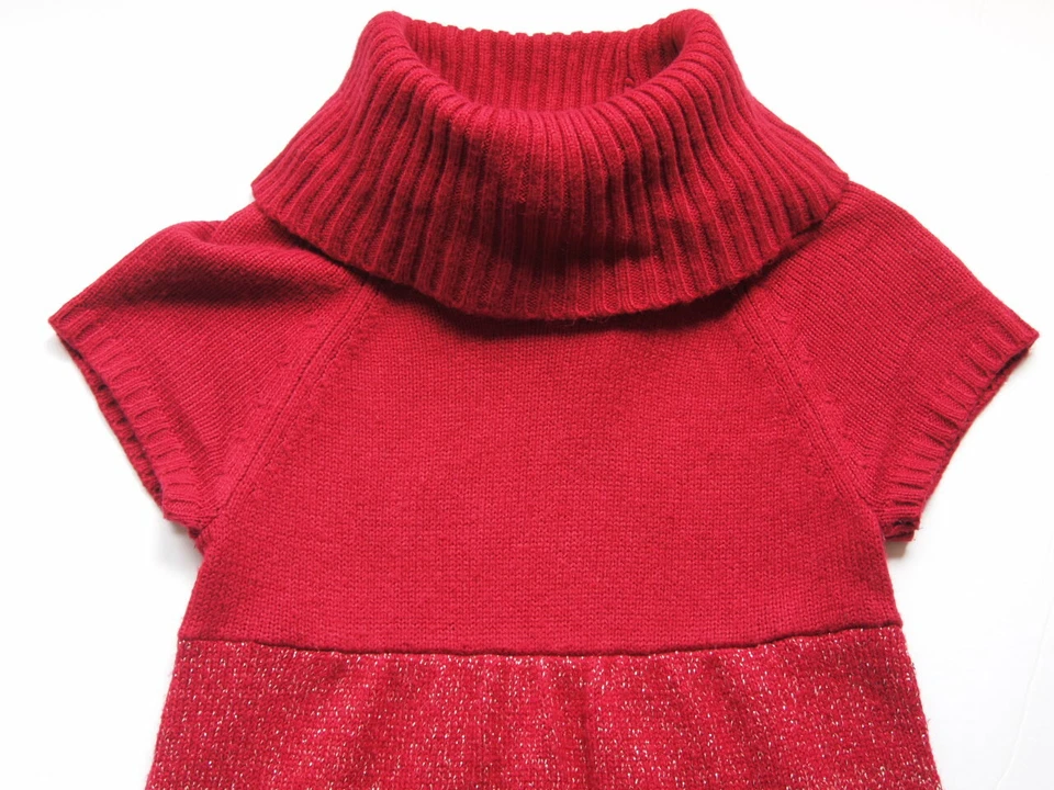 VESTIDO SUÉTER LOCO 8 Tejido Niñas PEQUEÑO 5-6 ROJO Brillante Metálico Vacaciones Elegante Foto 2 de 4