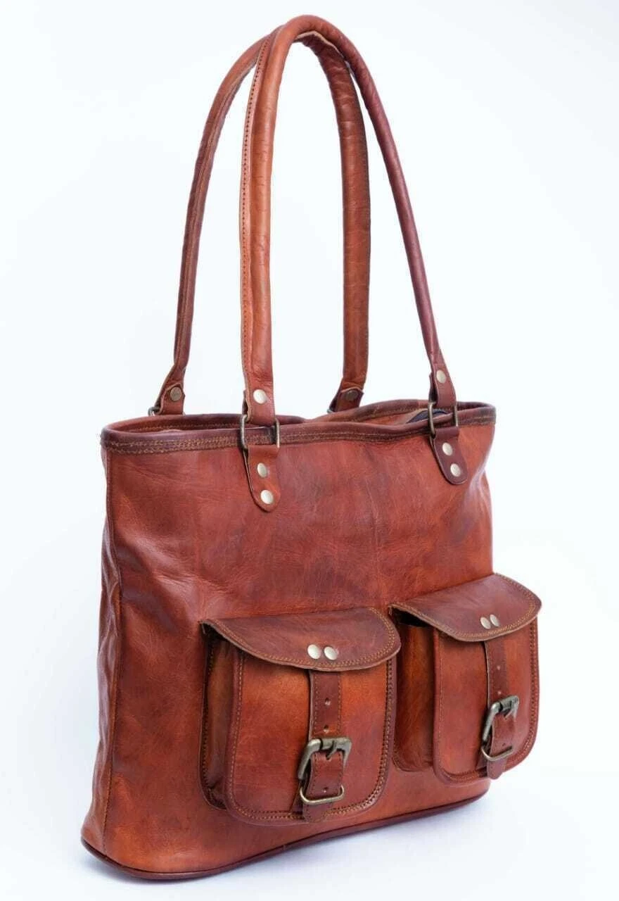 COACH Borsa donna vera pelle marrone tracolla fatta a mano casual da viaggio