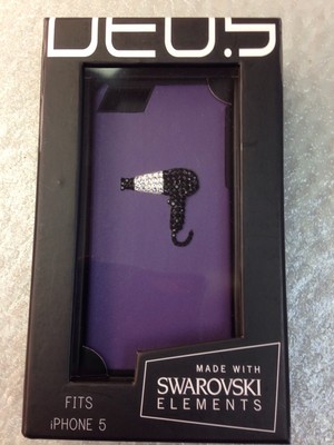 Iphone 5 Cover Purple Deos Leather Swarovski Crystal Bling Hairdryer I Phone 5