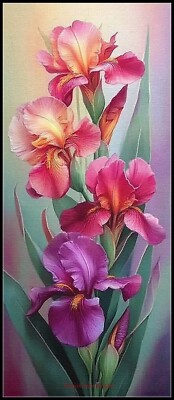 Pink and Purple Irises Chart Counted Cross Stitch Patterns Needlework DIY DMC