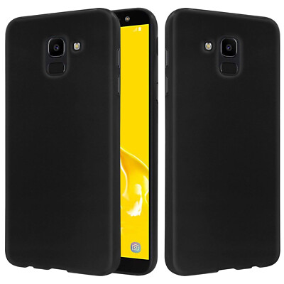 Samsung Galaxy J6 + Plus Hülle Silikon Case Tasche Cover Flexibel Schwarz matt