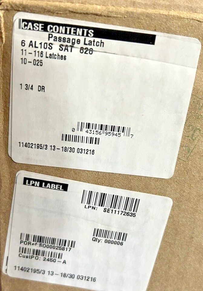 Schlage AL10S SAT 626 Passage Latch 1-3/4 DR NOS Saturn Satin Lever Door - Image 4 of 4