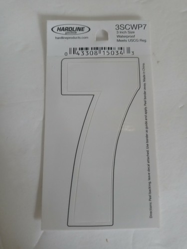Hardline #7 3" White Decal For RV's/Boats/Trailers/Campers-Brand New-SHIP N 24H - Picture 2 of 3