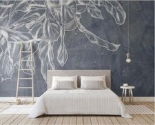 3D Gray Leaves B1601 Wallpaper Wall Mural Removable Self-adhesive Amy