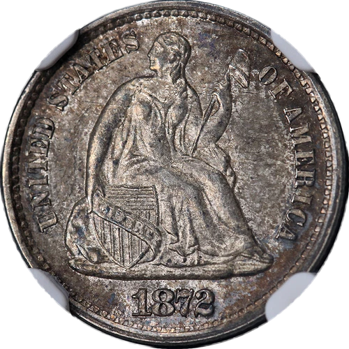 1872-S Seated Liberty Half Dime S Above Bow NGC MS64 Great Eye Appeal