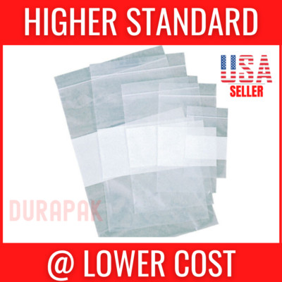 1000-9000 pcs Zip Lock Reclosable Bag 2 Mil w/Writing Block Clear LDPE Poly Bags