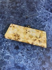 Vintage Eyeglass Case Gold Tone Design Vinyl With Metal Push Clasp