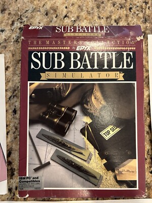 EPYX Sub Battle Simulator IBM PC 3.5'' Floppy Disk Vintage Game Damaged Box