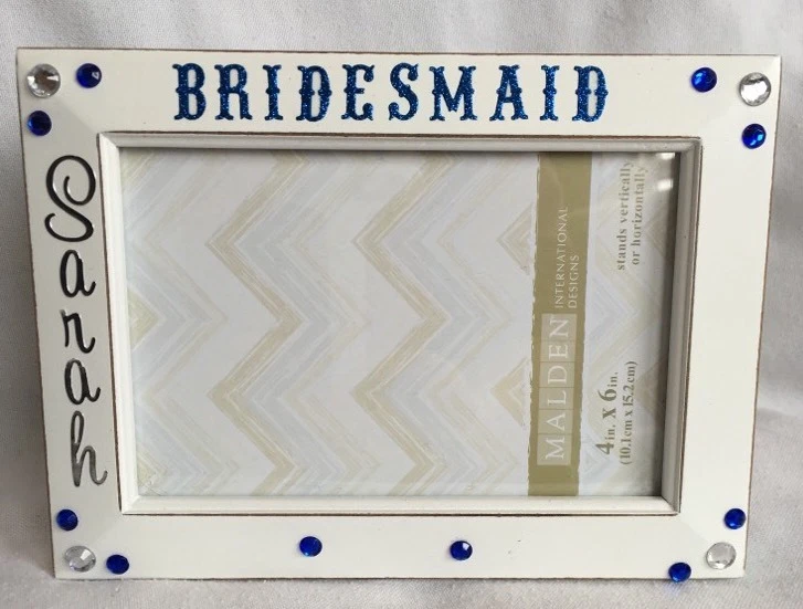 HandCrafted Sarah Bridesmaid White Blue Silver Photo Frame Bridal Gift 4 X 6 - Image 2 of 4