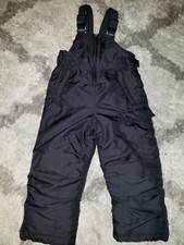 Artic Quest Unisex Snow Bib Pants Size 4 Small Black Boy-Girl Multiple Pockets