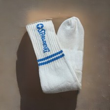 VTG Spalding Tube Socks Acrylic Sports Spell Out 10-13 Blue Striped 80's 18  