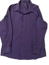 Claiborne Mens Slim Fit 17 34/35 Long Sleeve Button Purple Down Dress Shirt