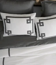 NEW Villa Noble Excellence Greek Key 2 Standard Shams Pebble 100 % Cotton -$79