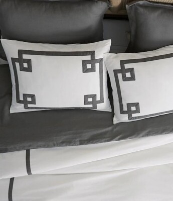 Clearance-  Villa Noble Excellence Greek Key 2 Standard Shams Pebble Cotton -$79