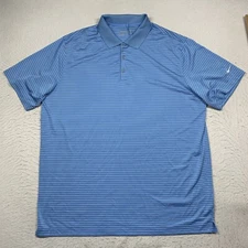 Nike Golf Tour Performance Dri Fit Polo Shirt Mens XXL Blue Striped Short Sleeve